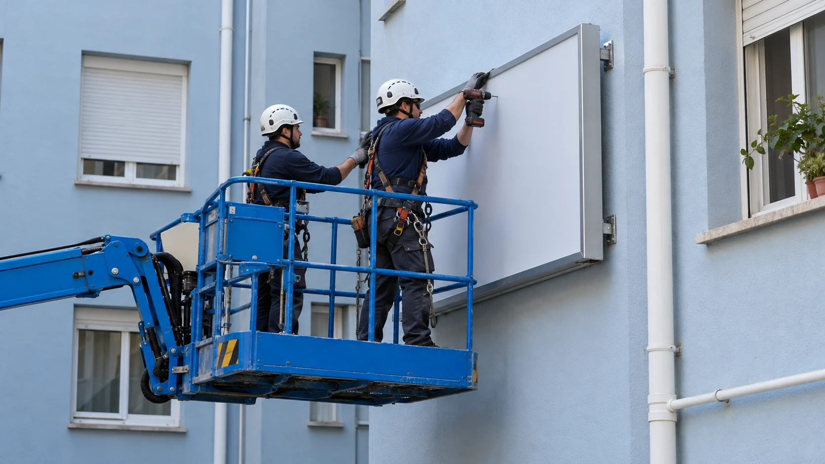Instalación y retirada de rótulos y lonas en altura en Vilafranca del Penedès